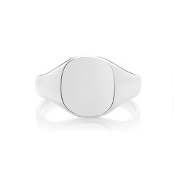 Silver Unisex Cushion Signet Ring 