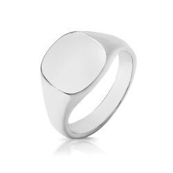 Silver Gents' Cushion Signet Ring 