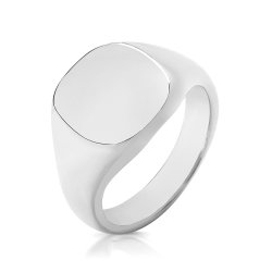Silver Gents' Cushion Signet Ring 