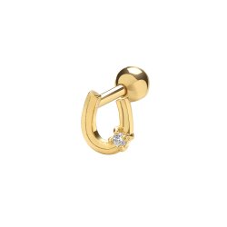 9ct Gold Cz Set Horseshoe Cartilage Stud 