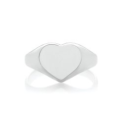 Silver Ladies Heart Signet Ring 