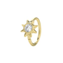9ct Gold Cz Rubover Sun Cartilage Hoop 