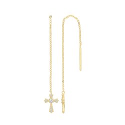 9ct Gold Cz Cross Pull Trough Drops 