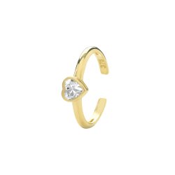 9ct Gold Cz Heart Cartilage Cuff 