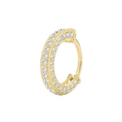 9ct Gold Cz 3 Row Cartilage Hoop 