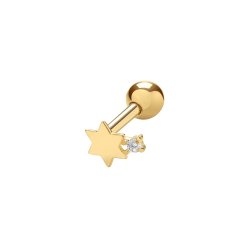 9ct Gold Cz Set Star Cartilage Stud 