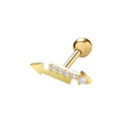9ct Gold Cz Double Arrow Cartilage Stud 