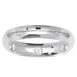 Diamond Gipsy Set Traditional Court Wedding Ring In 18ct White Gold WQ214WD-