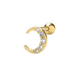 9ct Gold Cz Crescent Moon Cartilage Stud 