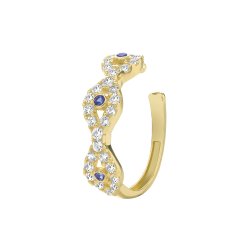 9ct Gold White And Blue Cz Evil Eye Cartilage Cuff 