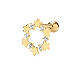 9ct Gold Cz Stars Cartilage Stud 