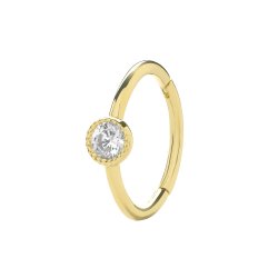 9ct Gold Cz Rubover Cartilage Hoop 