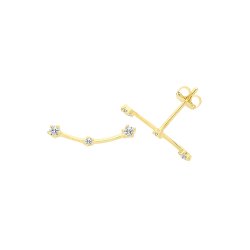 9ct Gold Cz Curved Bar Studs 