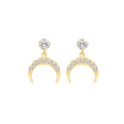 9ct Gold Cz Crescent Moon Drops 