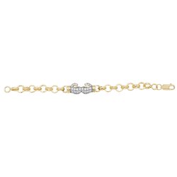 9ct Gold Babies' Cz Double Boxing Glove Bracelet 