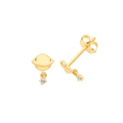 9ct Gold Cz Planet Studs 