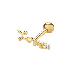 9ct Gold Cz Set Love Cartilage Stud 
