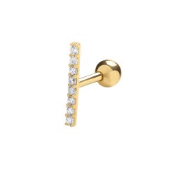 9ct Gold Cz Bar Cartilage Stud 