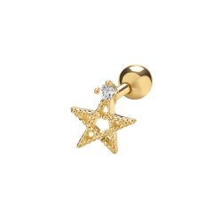 9ct Gold Cz Set Star Cartilage Stud 