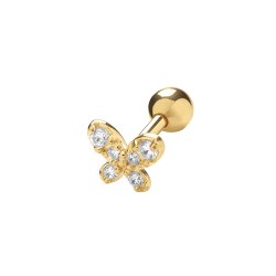 9ct Gold Cz Butterfly Cartilage Stud 