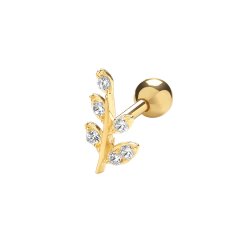 9ct Gold Cz Leaf Cartilage Stud 