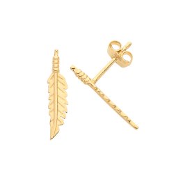 9ct Gold Feather Studs 