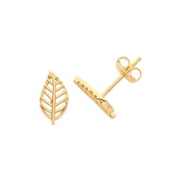9ct Gold Leaf Studs 