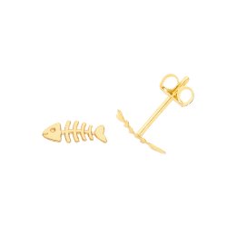 9ct Gold Fish Bone Studs 