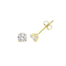 9ct Gold Round Cz Claw Set Studs 
