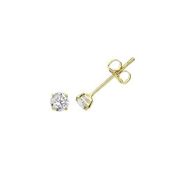 9ct Gold Round Cz Claw Set Studs 