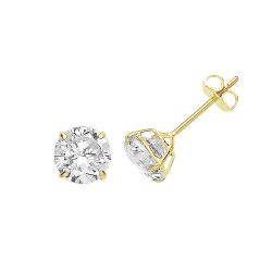 9ct Gold Round Cz Claw Set Studs 