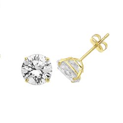 9ct Gold Round Cz Claw Set Studs 