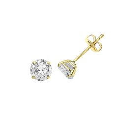 9ct Gold Round Cz Claw Set Studs 