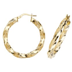 9ct Gold Twisted Hoops 
