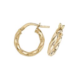9ct Gold Diamond Cut Twisted Hoops ER952-
