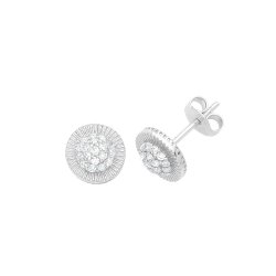 9ct White Gold Round Cz Studs 