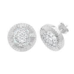9ct White Gold Round Cz Studs 