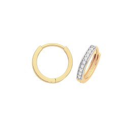 9ct Gold Cz Set Hinged Hoops ER001-