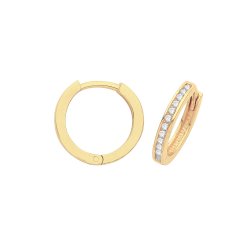 9ct Gold Cz Set Hinged Hoops ER001-