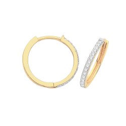 9ct Gold Cz Set Hinged Hoops ER002-