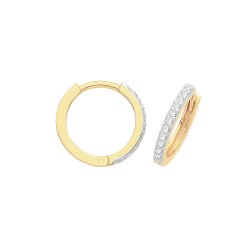 9ct Gold Cz Set Hinged Hoops ER002-