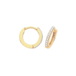 9ct Gold Cz Set Hinged Hoops ER002-