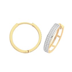9ct Gold 2 Row Cz Set Hinged Hoops ER003-