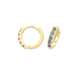 9ct Gold Sapphire Blue Cz Huggies 