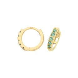 9ct Gold Emerald Green Cz Huggies 