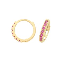 9ct Gold Ruby Red Cz Huggies 