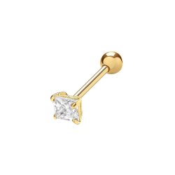 9ct Gold Square Cz Cartilage Studs 