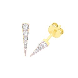 9ct Gold Pave Set Spike Studs 