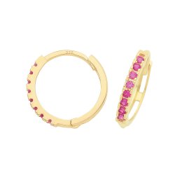 9ct Gold Ruby Red Cz Huggies 