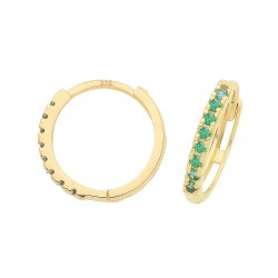 9ct Gold Emerald Green Cz Huggies 